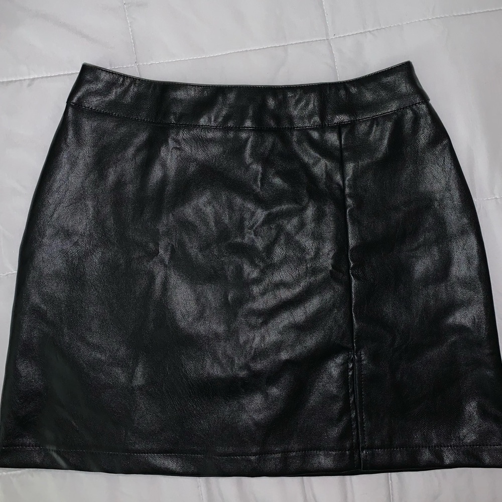 SHEIN SEXY High waist leather skirt with slit